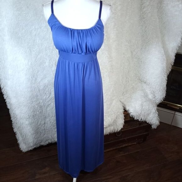 ALLISON BRITTANY BLUE MAXI DRESS SZ.L EUC - Picture 3 of 9